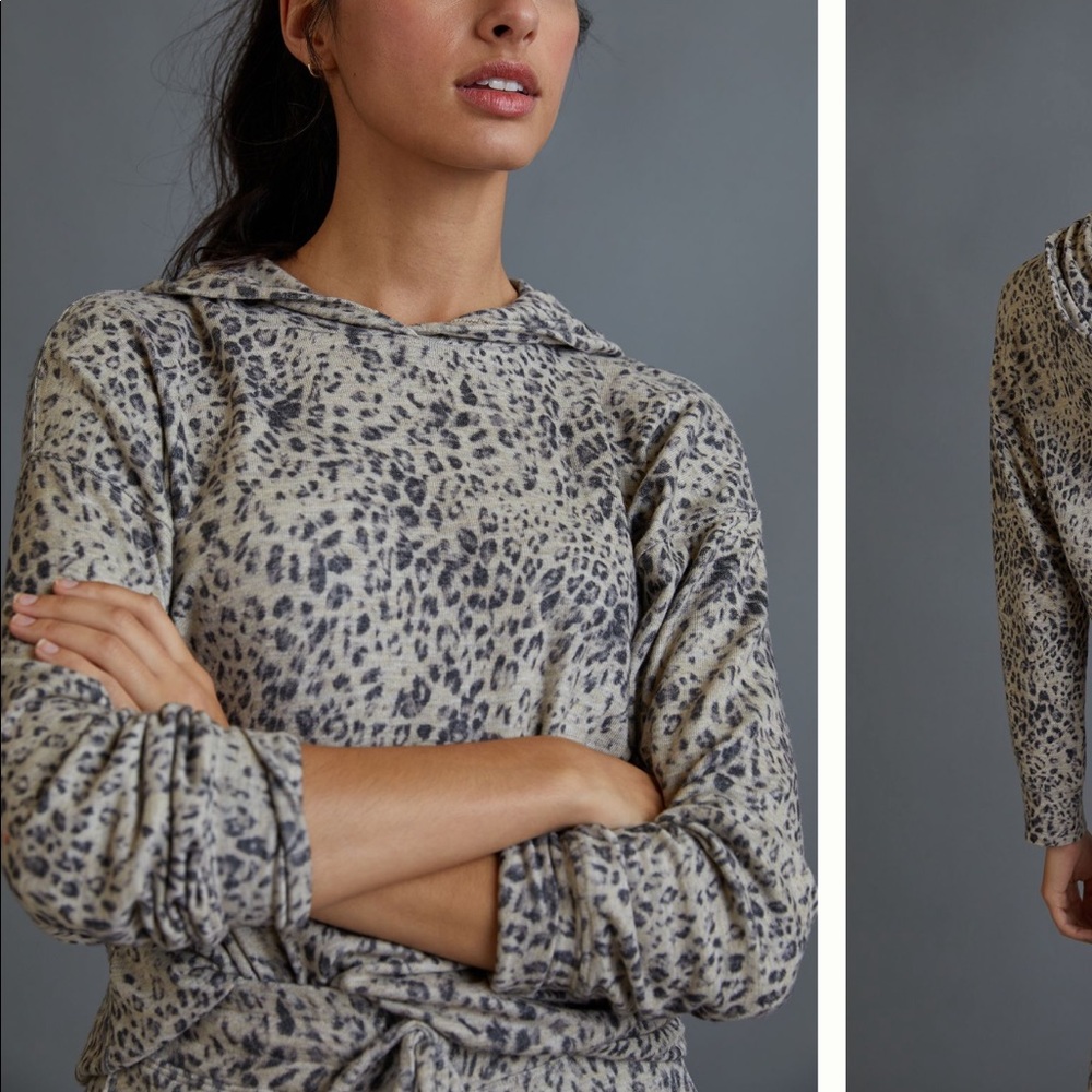 NWT Anthropologie Sundry Cozy Leopard Hoodie